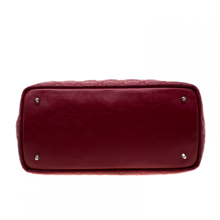 Pre Owned Dior Red Coated Canvas Medium Panarea Shopper Tote