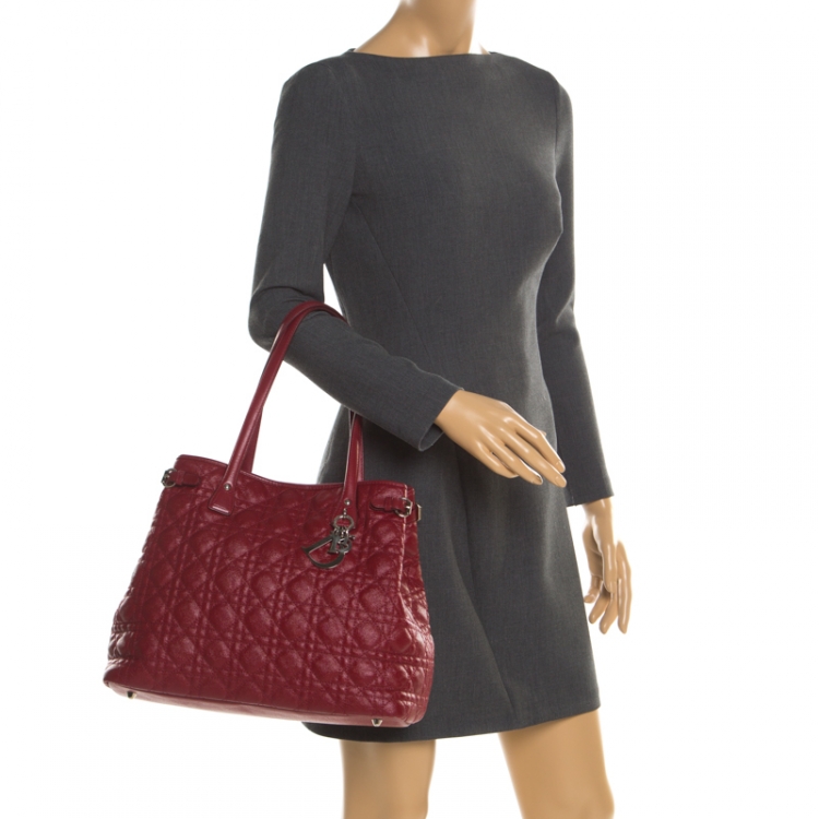 Pre Owned Dior Red Coated Canvas Medium Panarea Shopper Tote