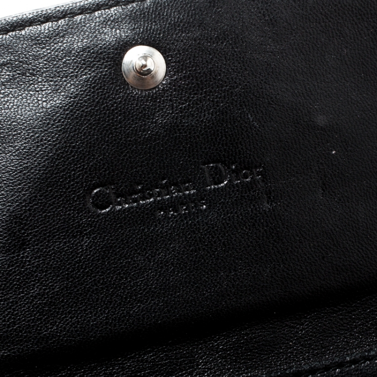 Pre Owned Dior Black Cannage Patent Leather Lady Dior Wallet on Chain