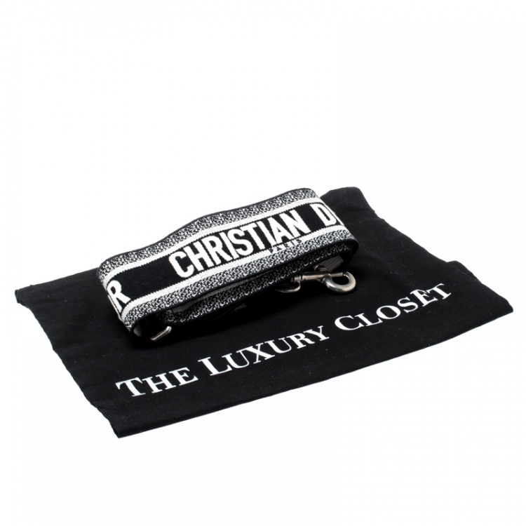 Pre Owned Dior Black/White Monochrome Fabric and Leather Bag Strap 