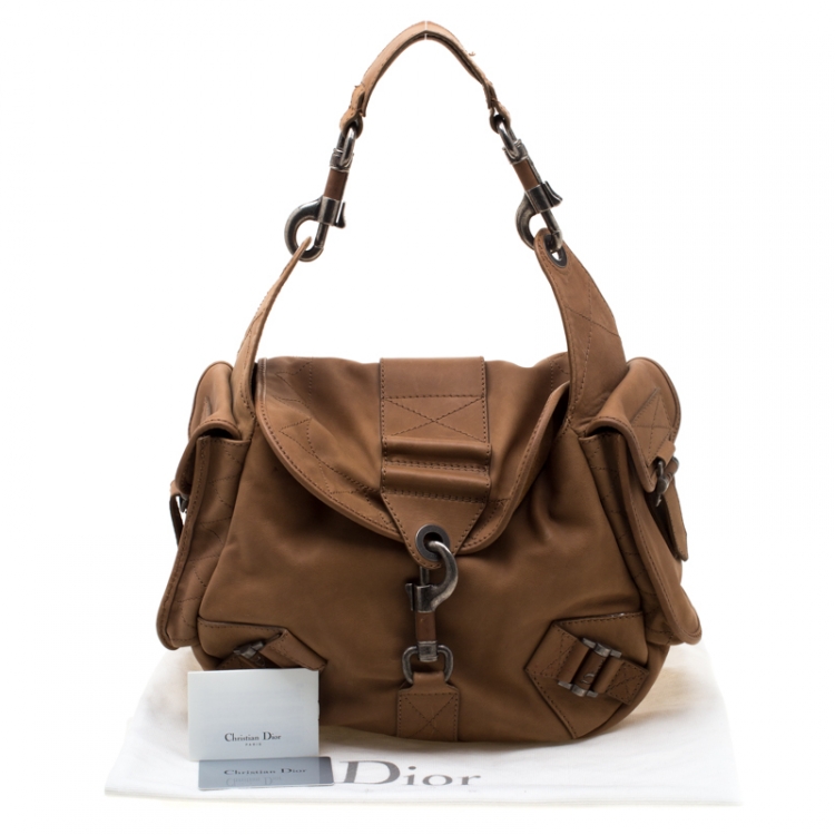 Pre Owned Dior Tan Leather Rebelle Hobo