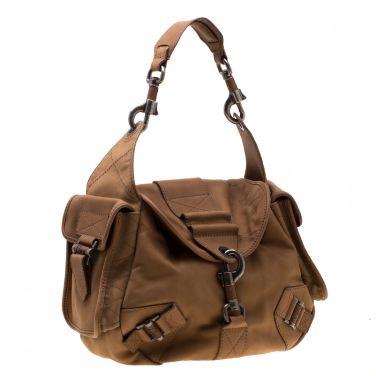 Pre Owned Dior Tan Leather Rebelle Hobo