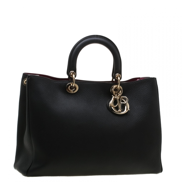 Pre Owned Dior Black Leather Large Diorissimo Shopper Tote