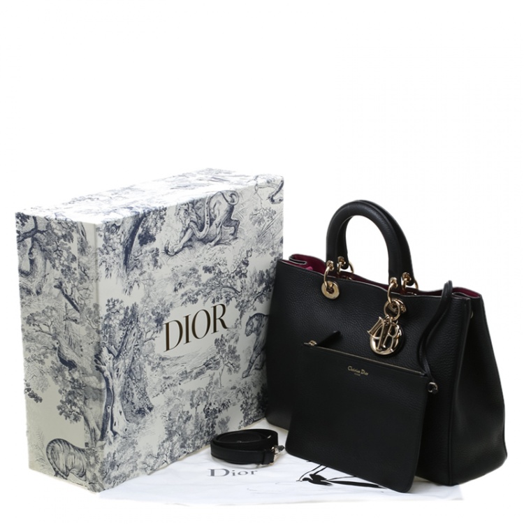 Pre Owned Dior Black Leather Large Diorissimo Shopper Tote