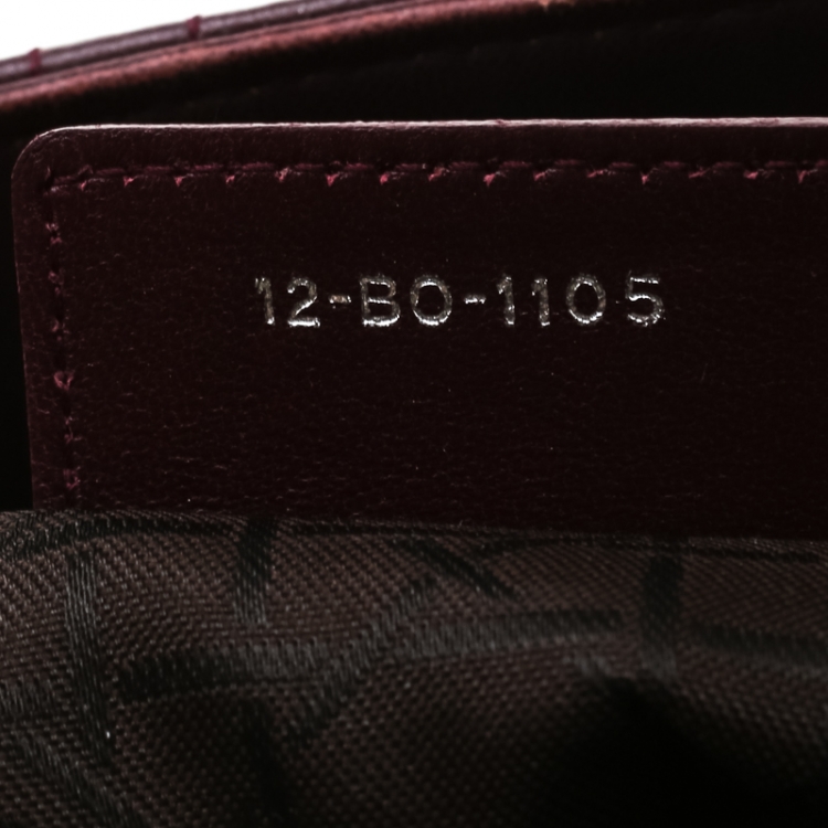 Pre Owned Dior Burgundy Leather Medium Lady Dior Tote