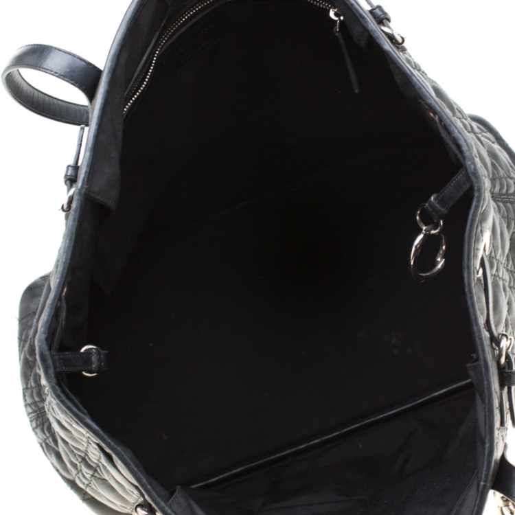 Pre Owned Dior Black Coated Canvas Medium Panarea Shopper Tote