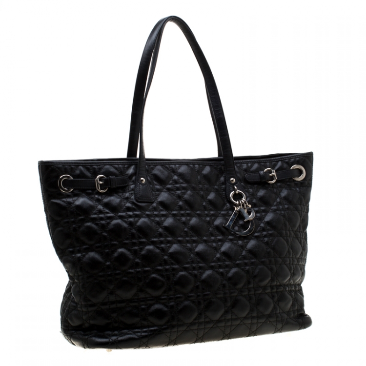 Pre Owned Dior Black Coated Canvas Medium Panarea Shopper Tote
