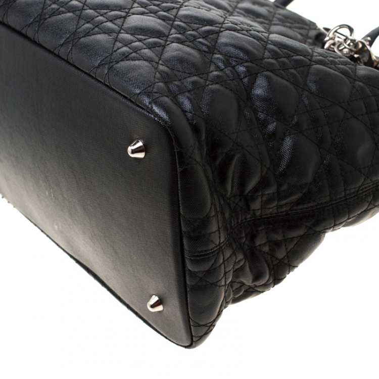 Pre Owned Dior Black Coated Canvas Medium Panarea Shopper Tote