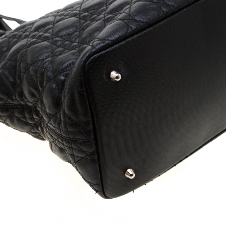 Pre Owned Dior Black Coated Canvas Medium Panarea Shopper Tote