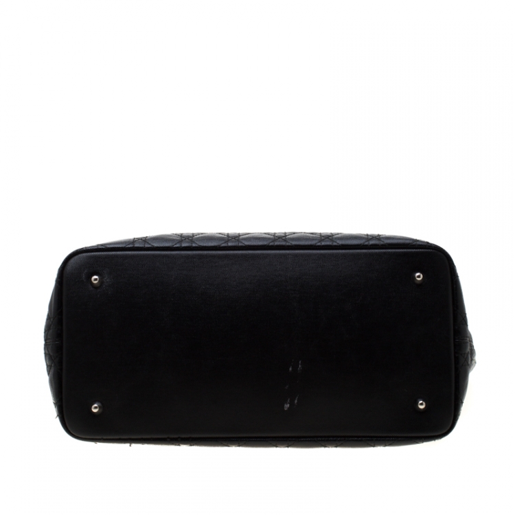 Pre Owned Dior Black Coated Canvas Medium Panarea Shopper Tote