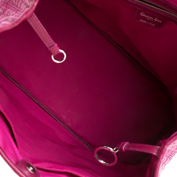 Pre Owned Dior Fuchsia Coated Canvas Medium Panarea Shopper Tote