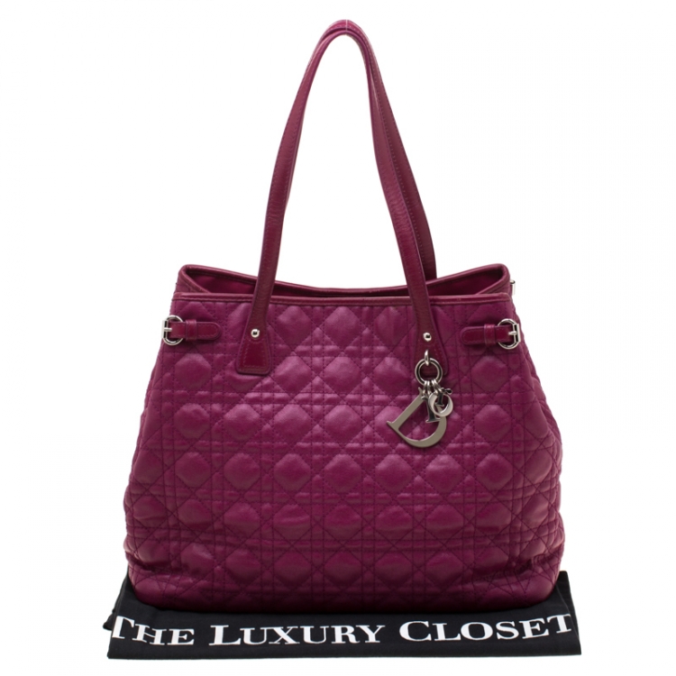 Pre Owned Dior Fuchsia Coated Canvas Medium Panarea Shopper Tote