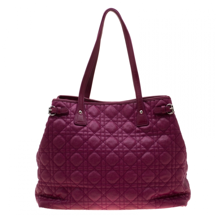 Pre Owned Dior Fuchsia Coated Canvas Medium Panarea Shopper Tote