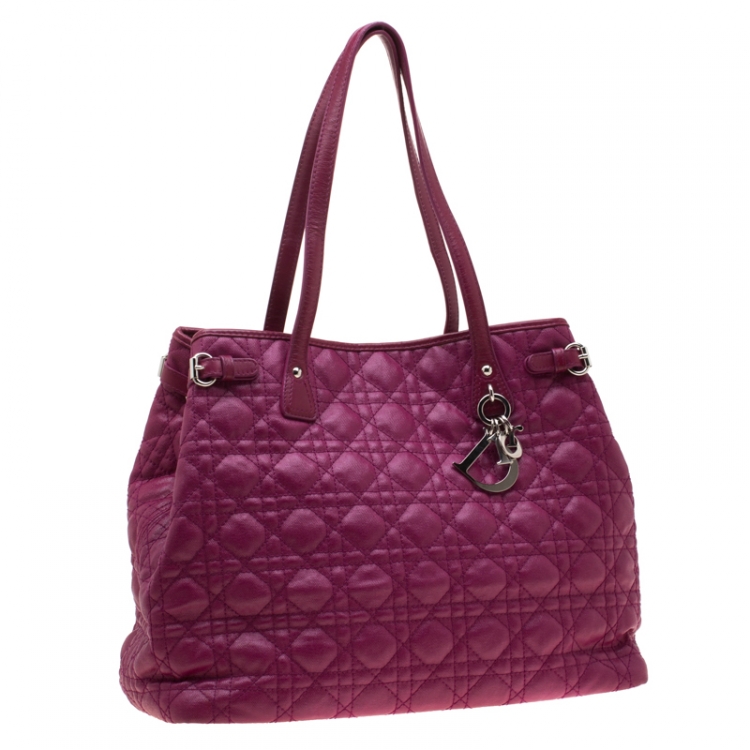 Pre Owned Dior Fuchsia Coated Canvas Medium Panarea Shopper Tote