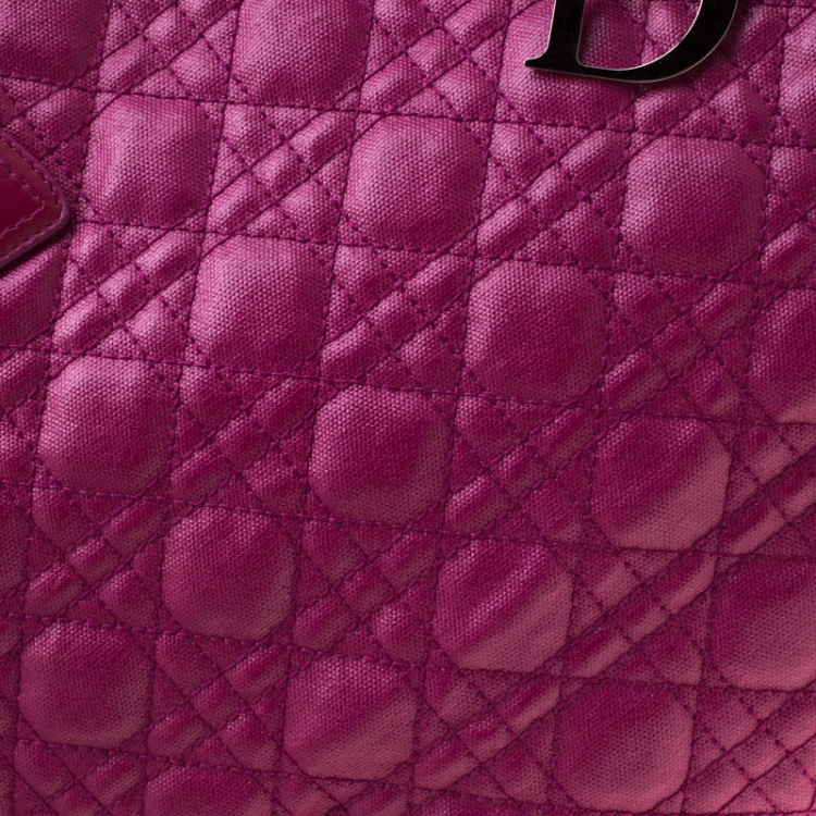 Pre Owned Dior Fuchsia Coated Canvas Medium Panarea Shopper Tote