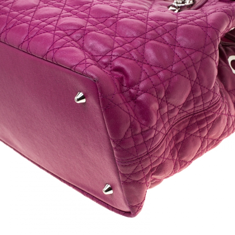 Pre Owned Dior Fuchsia Coated Canvas Medium Panarea Shopper Tote
