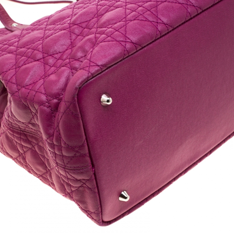 Pre Owned Dior Fuchsia Coated Canvas Medium Panarea Shopper Tote