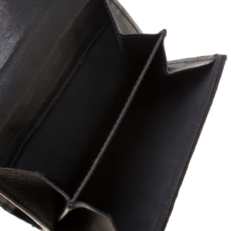 Pre Owned Dior Black Oblique Canvas Saddle Wallet
