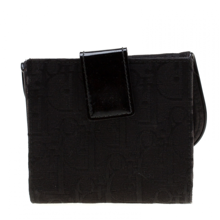 Pre Owned Dior Black Oblique Canvas Saddle Wallet