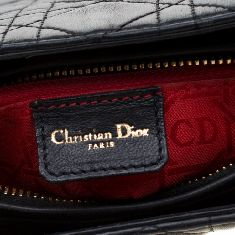 Pre Owned Dior Black Leather Medium Lady Dior Tote