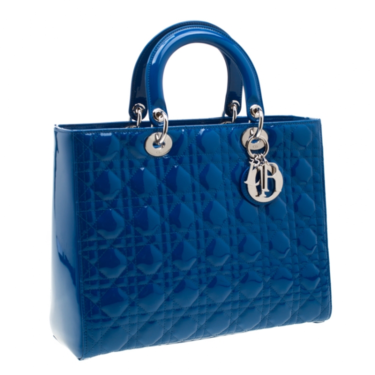 Dior Blue Patent Leather Large Lady Dior Tote Dior | The Luxury Closet