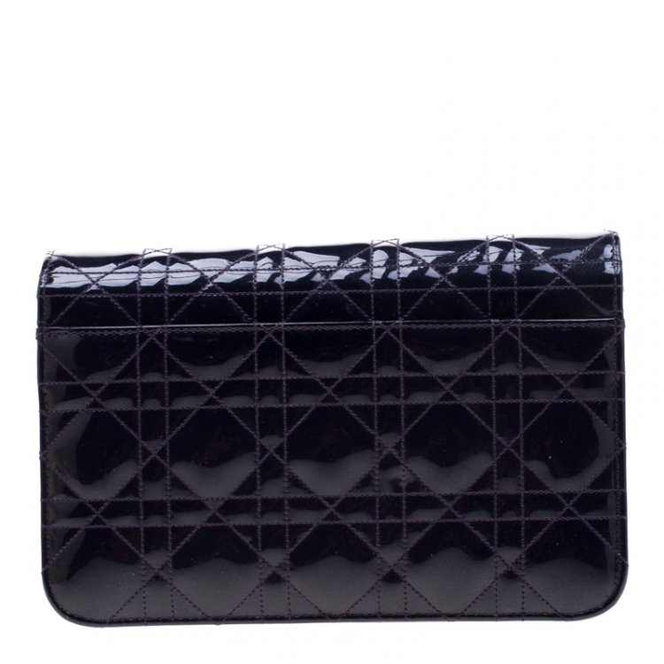 Pre Owned Dior Midnight Blue Cannage Patent Leather Miss Dior Promenade Pouch
