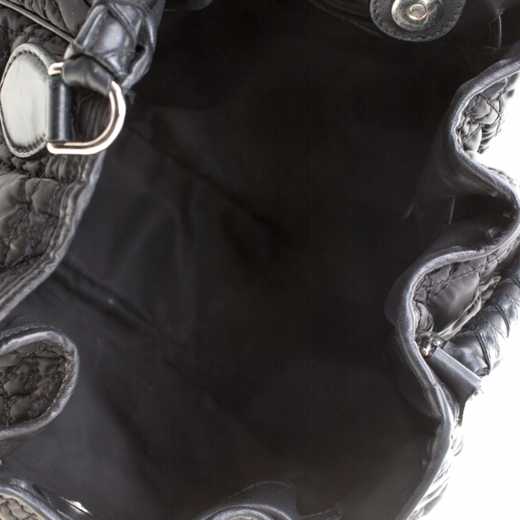 مملوكة مسبقًا Dior Black Quilted Satin and Leather Charming Lock  Hobo