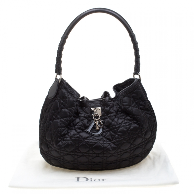 مملوكة مسبقًا Dior Black Quilted Satin and Leather Charming Lock  Hobo