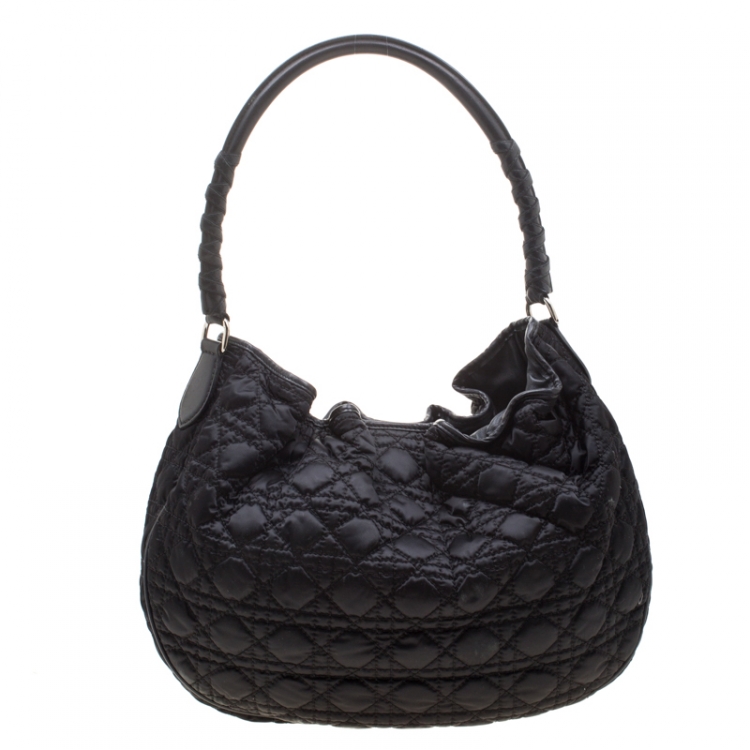 مملوكة مسبقًا Dior Black Quilted Satin and Leather Charming Lock  Hobo
