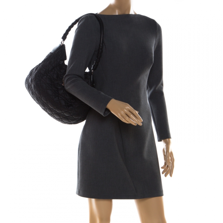 مملوكة مسبقًا Dior Black Quilted Satin and Leather Charming Lock  Hobo