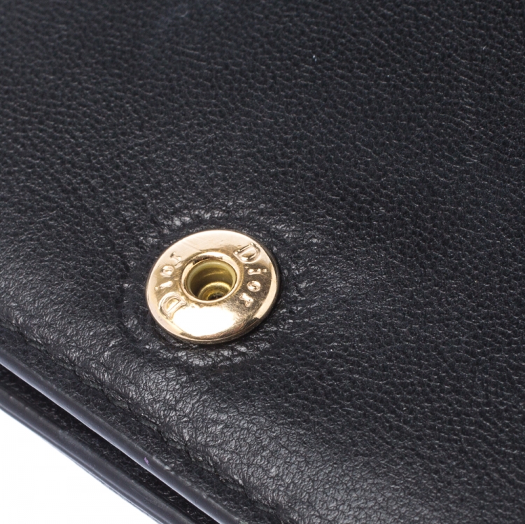 Pre Owned Dior Black Cannage Leather Lady Dior Flap Card Holder