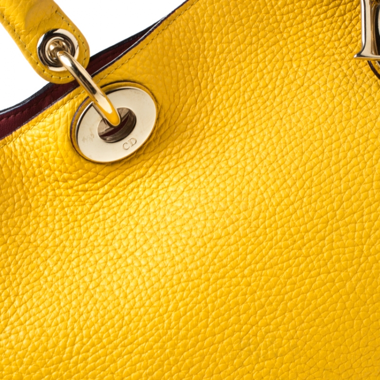 Pre Owned Dior Yellow Leather Large Diorissimo Shopper Tote