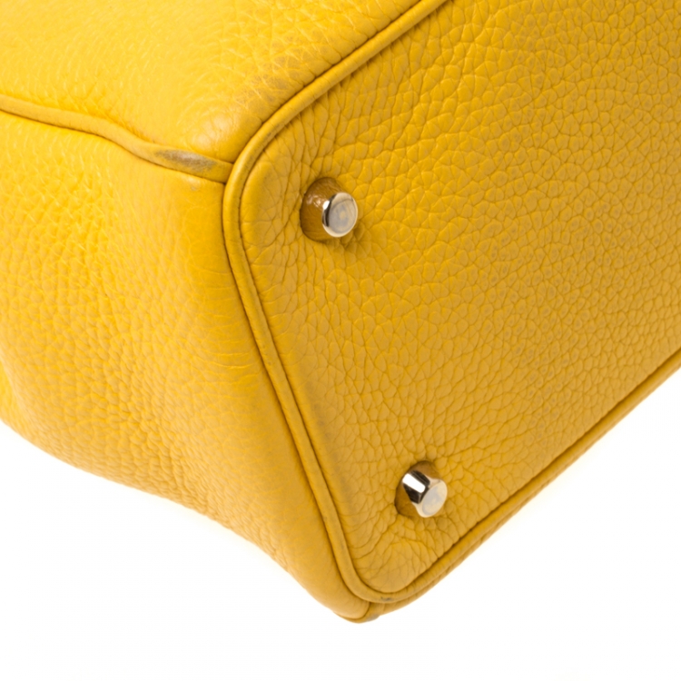 Pre Owned Dior Yellow Leather Large Diorissimo Shopper Tote