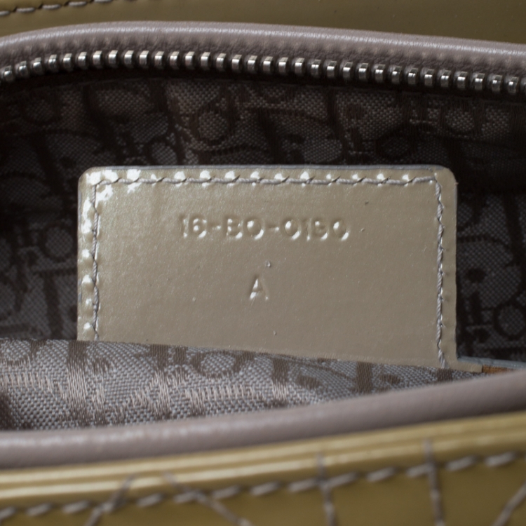 Pre Owned Dior Olive Green Patent Leather Large Lady Dior Tote