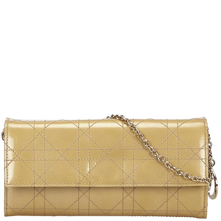 Dior Beige Cannage Patent Leather Lady Dior Wallet Dior | The Luxury Closet