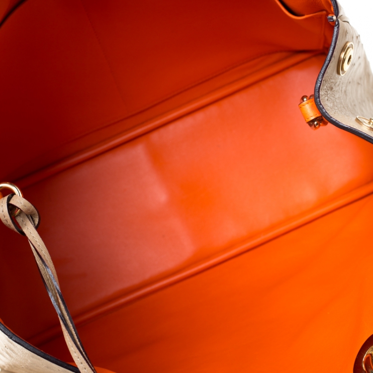 مملوكة مسبقًا Dior Beige Ostrich Large Diorissimo Tote