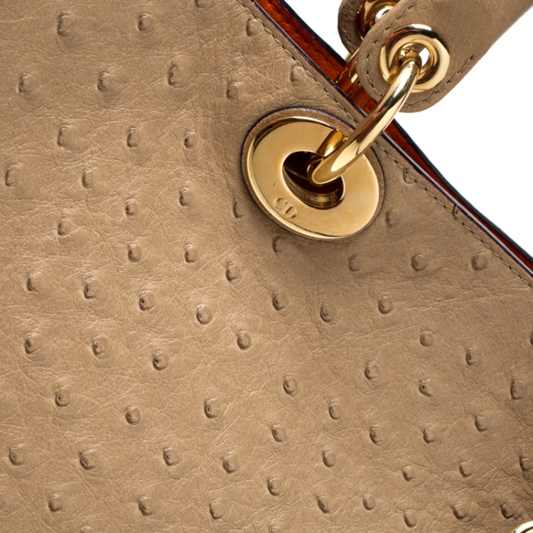 مملوكة مسبقًا Dior Beige Ostrich Large Diorissimo Tote
