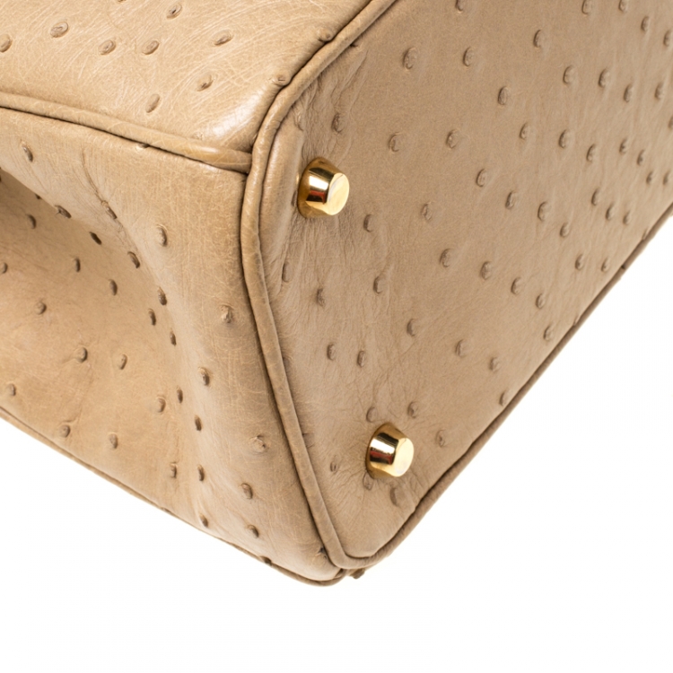 مملوكة مسبقًا Dior Beige Ostrich Large Diorissimo Tote