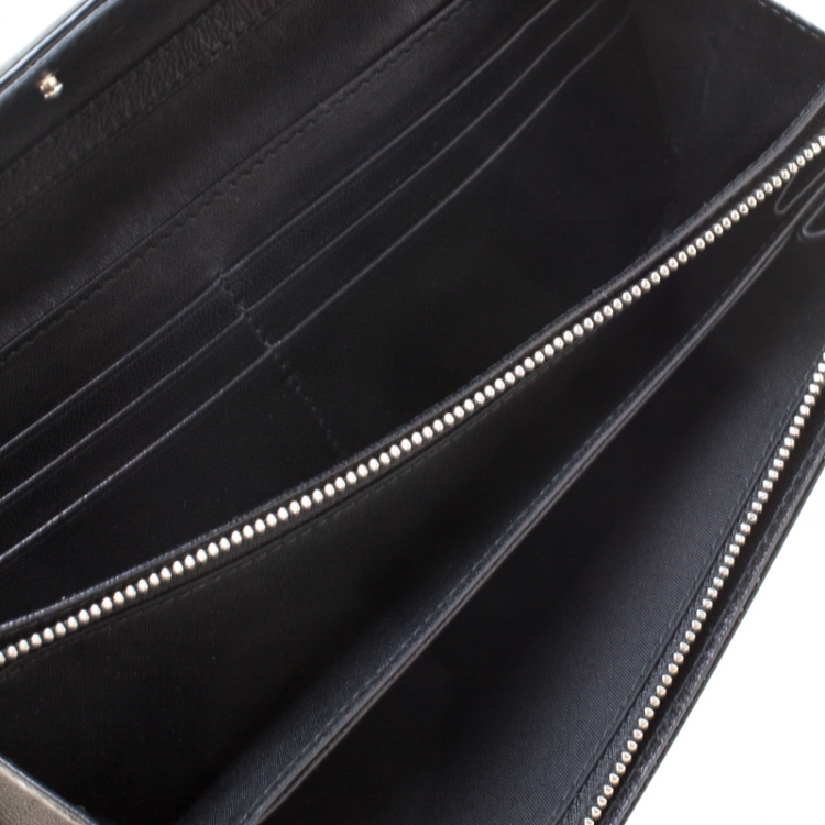 Pre Owned Dior Black Cannage Patent Leather Wallet on Chain