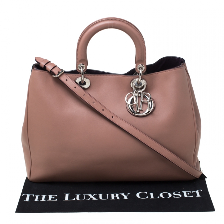 Pre Owned Dior Old Rose Leather Large Diorissimo Shopper Tote