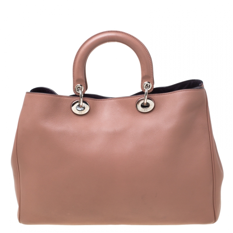 Pre Owned Dior Old Rose Leather Large Diorissimo Shopper Tote