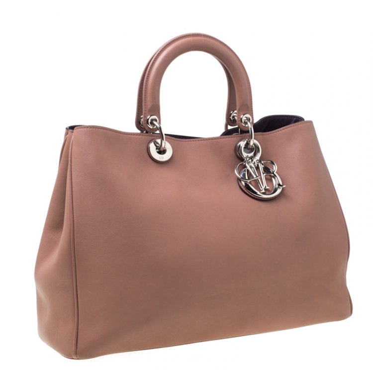Pre Owned Dior Old Rose Leather Large Diorissimo Shopper Tote