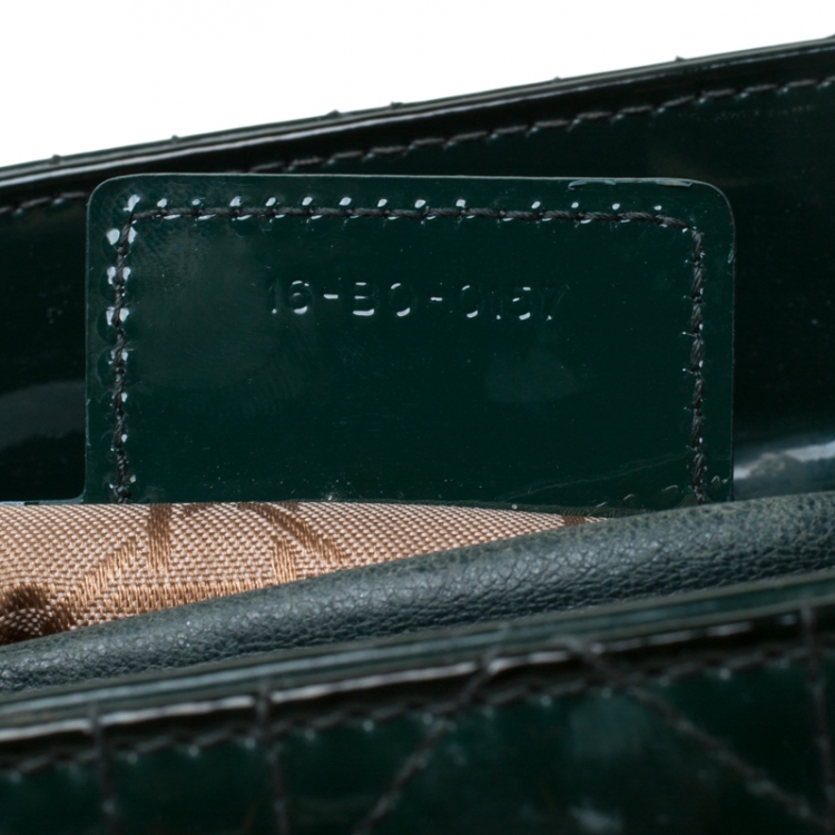 Pre Owned Dior Green Patent Leather Medium Lady Dior Tote