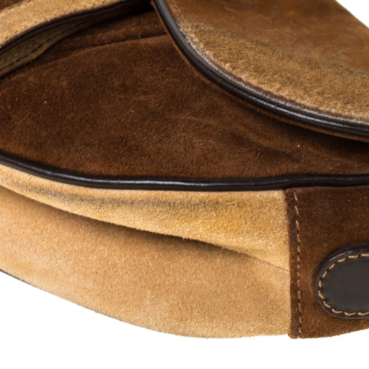 Pre Owned Dior Brown Fur and Nubuck Leather Limited Edition Saddle Bag