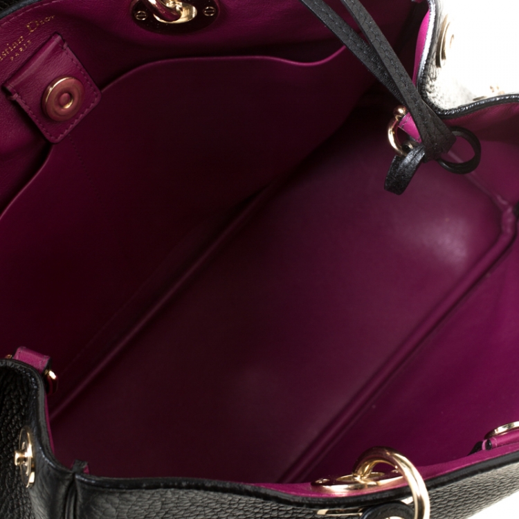 Pre Owned Dior Black Leather Medium Diorissimo Shopper Tote