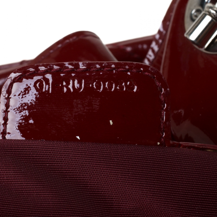 Pre Owned Dior Red Quilted Cannage Patent Leather Le Trente Hobo