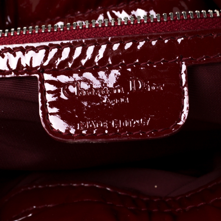 Pre Owned Dior Red Quilted Cannage Patent Leather Le Trente Hobo