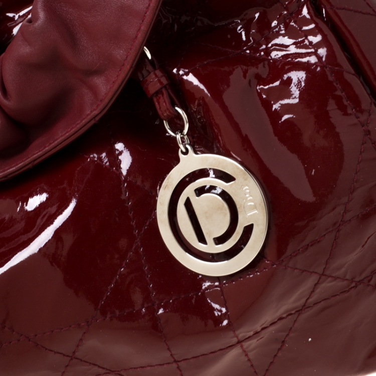 Pre Owned Dior Red Quilted Cannage Patent Leather Le Trente Hobo