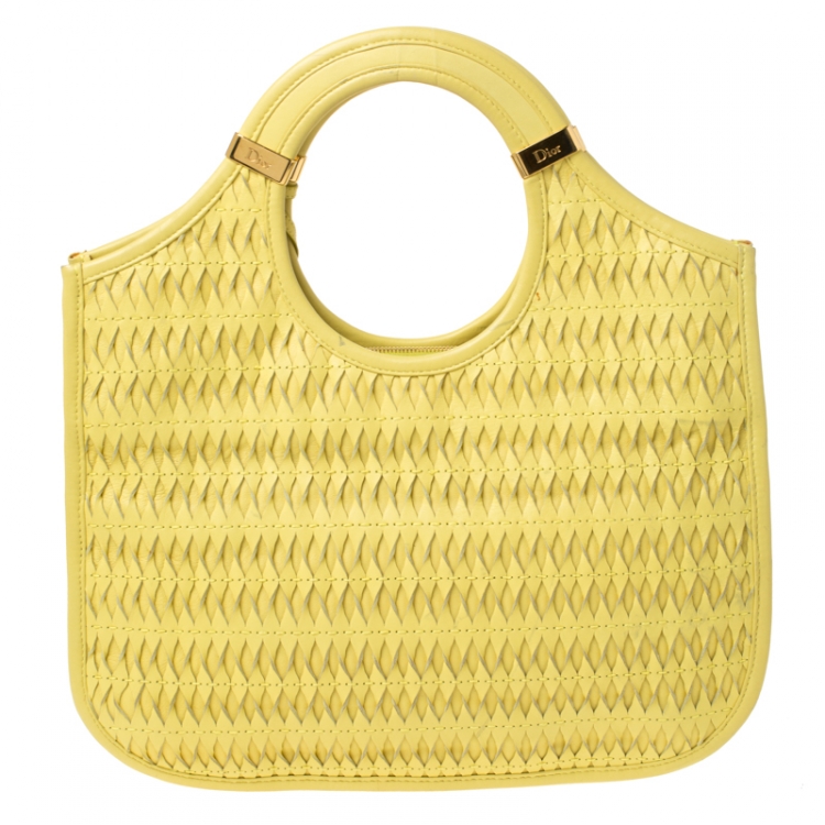 Pre Owned Dior Yellow Leather Diorita Hobo       