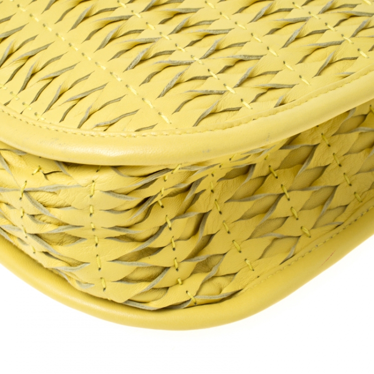 Pre Owned Dior Yellow Leather Diorita Hobo       